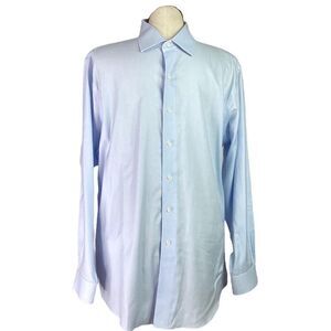 Brooks Brothers Dress Shirt Men 17 35 Blue Regent Non Iron Long Sleeve Pocket